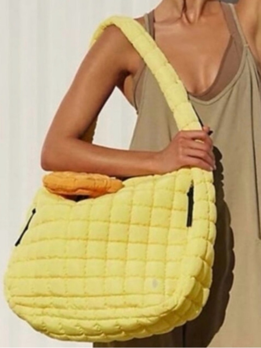 Free People Movement Quilted Carryall Tote Sour Citrus